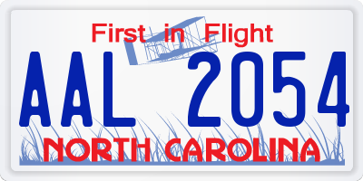 NC license plate AAL2054