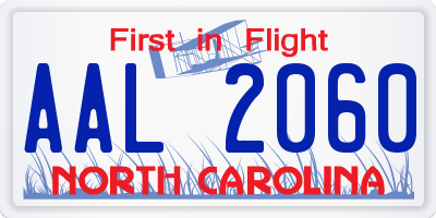 NC license plate AAL2060
