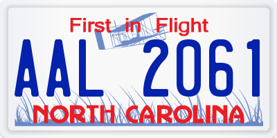 NC license plate AAL2061