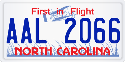 NC license plate AAL2066