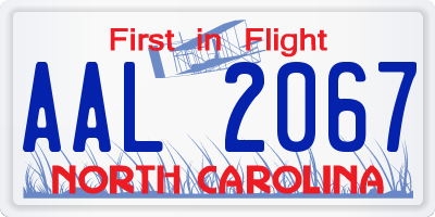 NC license plate AAL2067