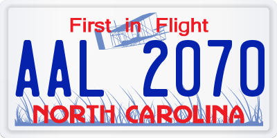 NC license plate AAL2070