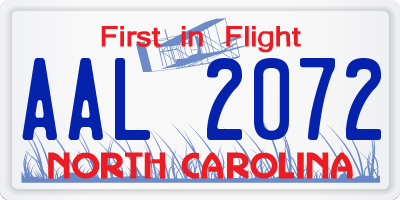 NC license plate AAL2072