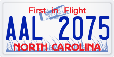 NC license plate AAL2075