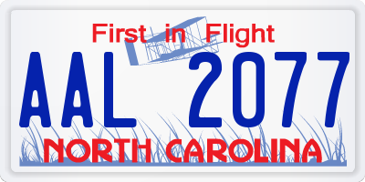 NC license plate AAL2077