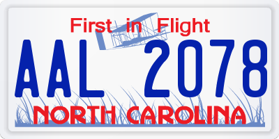NC license plate AAL2078