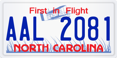 NC license plate AAL2081