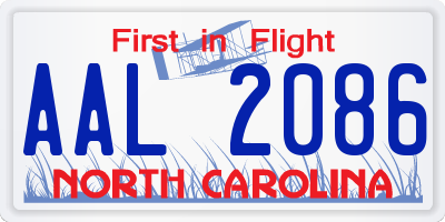 NC license plate AAL2086