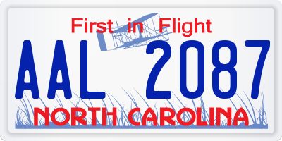 NC license plate AAL2087