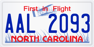 NC license plate AAL2093