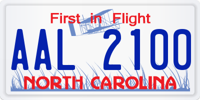 NC license plate AAL2100