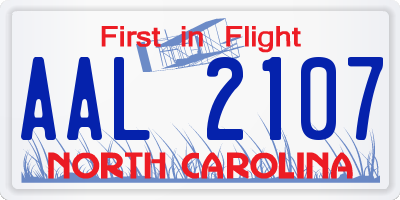 NC license plate AAL2107
