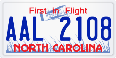 NC license plate AAL2108