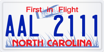 NC license plate AAL2111