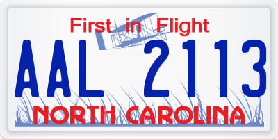 NC license plate AAL2113