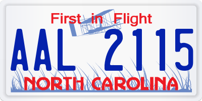 NC license plate AAL2115