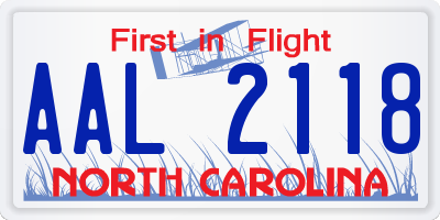 NC license plate AAL2118