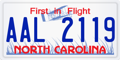 NC license plate AAL2119