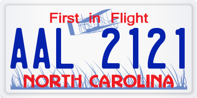 NC license plate AAL2121