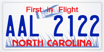 NC license plate AAL2122