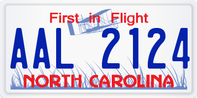 NC license plate AAL2124