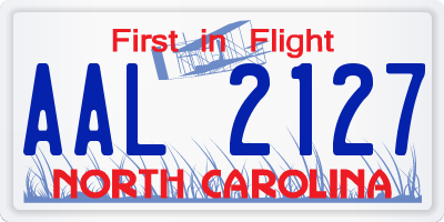 NC license plate AAL2127