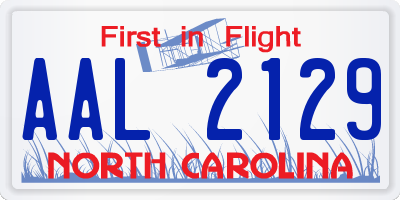 NC license plate AAL2129