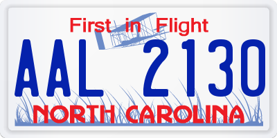 NC license plate AAL2130