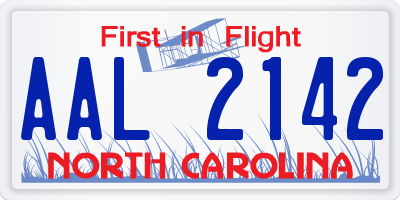 NC license plate AAL2142