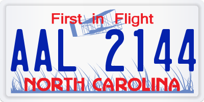 NC license plate AAL2144