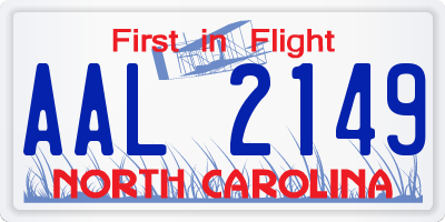 NC license plate AAL2149