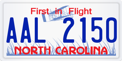 NC license plate AAL2150