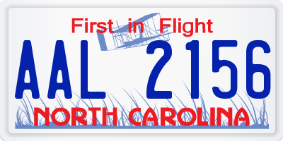 NC license plate AAL2156