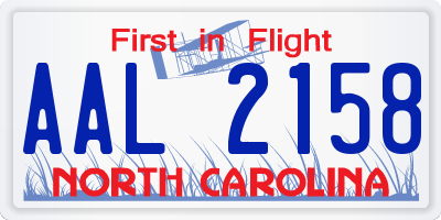 NC license plate AAL2158