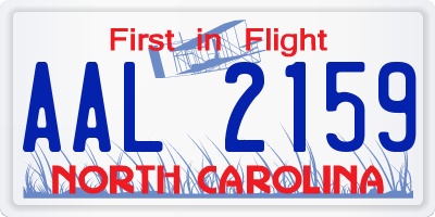 NC license plate AAL2159