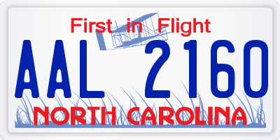 NC license plate AAL2160