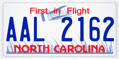 NC license plate AAL2162