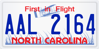 NC license plate AAL2164