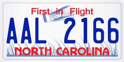 NC license plate AAL2166