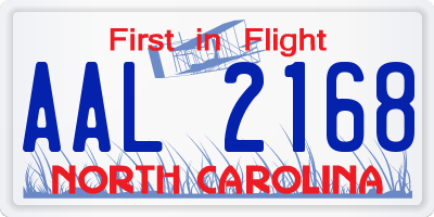 NC license plate AAL2168