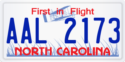 NC license plate AAL2173