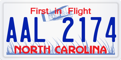 NC license plate AAL2174