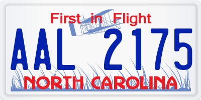 NC license plate AAL2175