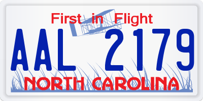 NC license plate AAL2179