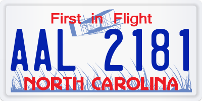 NC license plate AAL2181
