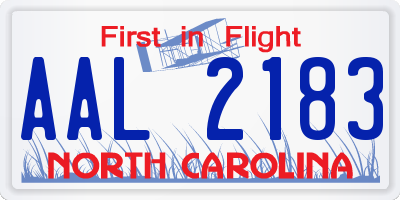 NC license plate AAL2183