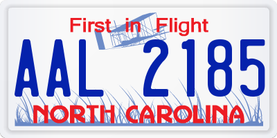 NC license plate AAL2185