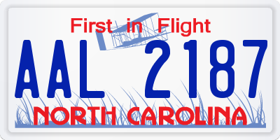 NC license plate AAL2187