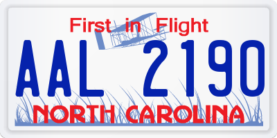 NC license plate AAL2190