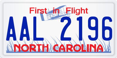 NC license plate AAL2196